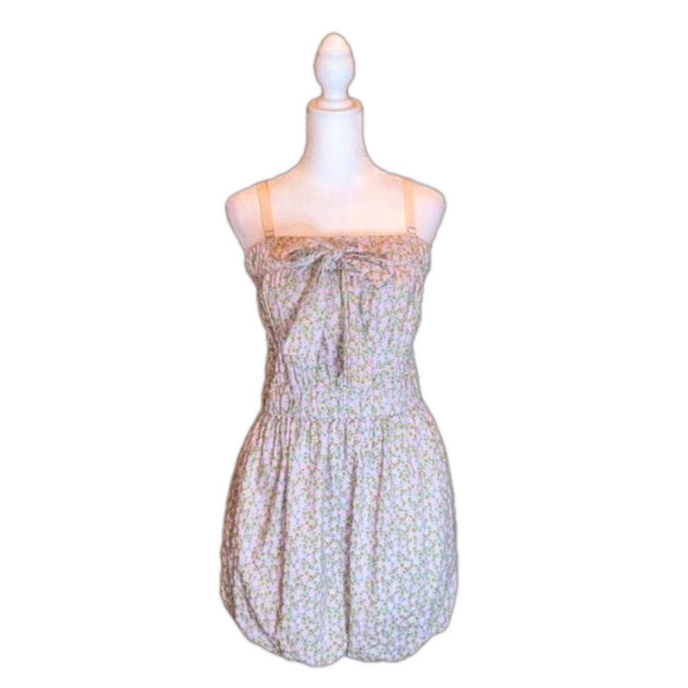 J. CREW Vintage Light Green w/ Pink & Orange Daisy Print Babydoll Sundress SZ S